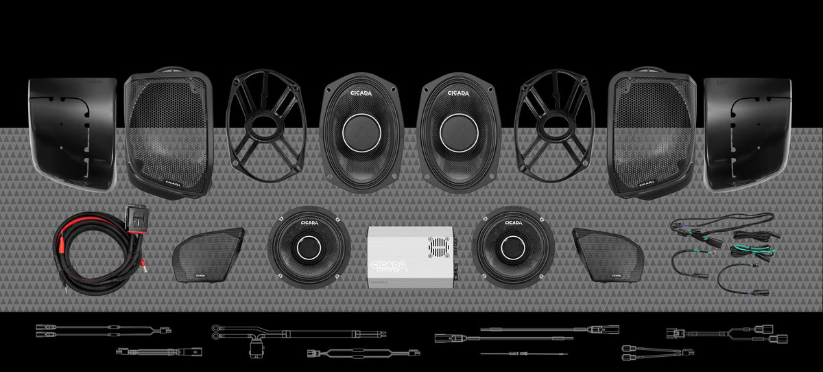 1400w 4CH AMPLIFIER & 4 PRO COAXIAL HORN SPEAKER H-D® ROAD GLIDE® COMPLETE SYSTEM