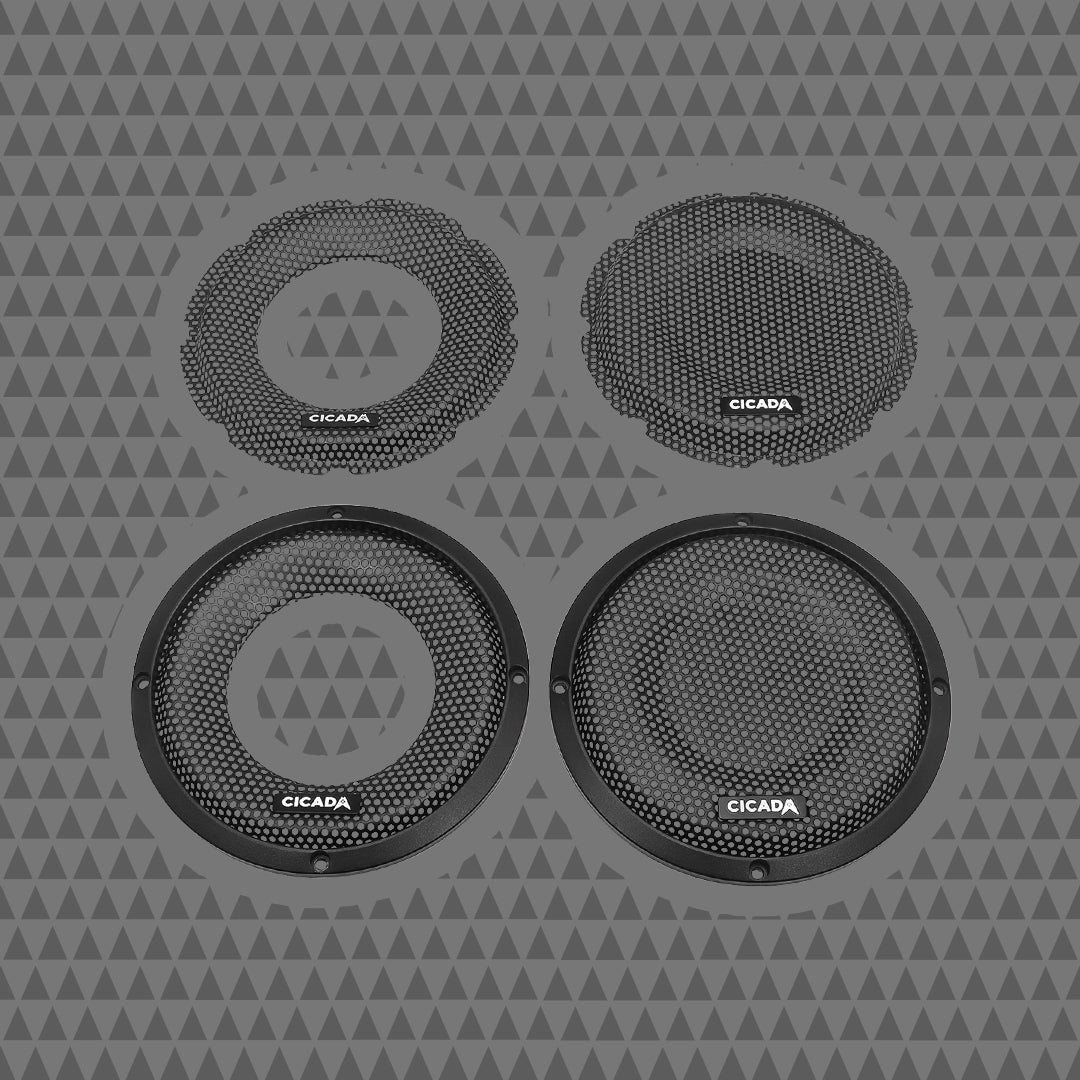 6.5-INCH FLUSH STYLE BILLET GRILLES - BLACK ALUMINUM RINGS - PAIR