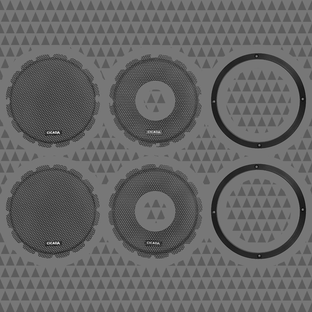 8-INCH FLUSH STYLE BILLET GRILLES - BLACK ALUMINUM RINGS -PAIR