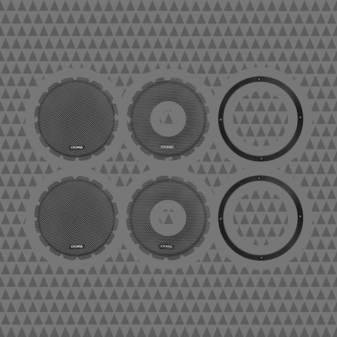 8-INCH LIP STYLE BILLET GRILLES - BLACK ALUMINUM RINGS - PAIR
