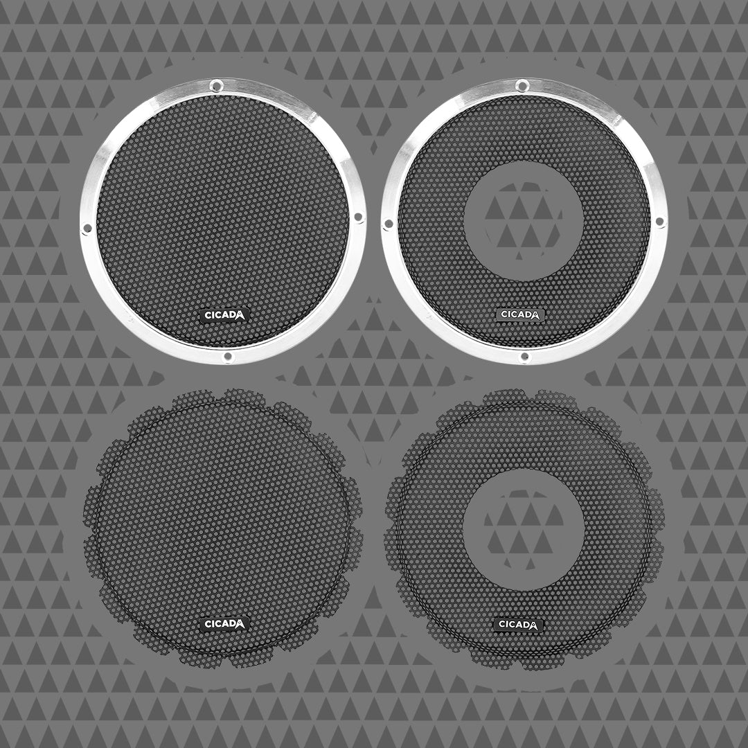 8-INCH LIP STYLE BILLET GRILLES - RINGS RAW, BLACK INSERTS – PAIR